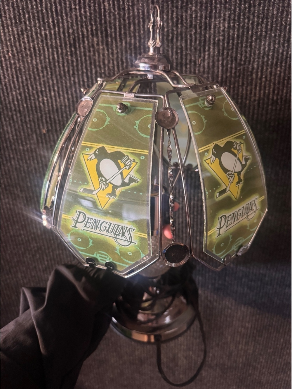 Vintage Pittsburgh Penguins Touch Table Lamp with Glass Panels